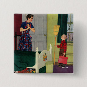 Badge Carré 5 Cm Maman, j'ai nettoyé ma pièce !