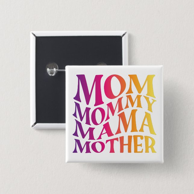Badge Carré 5 Cm maman maman maman mère (Devant & derrière)