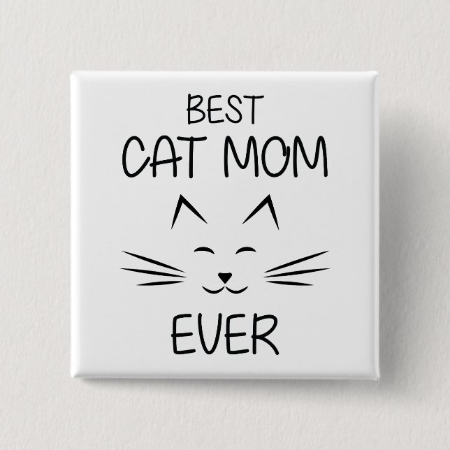 Badge Carré 5 Cm Maman - Meilleure maman de chat (Devant)