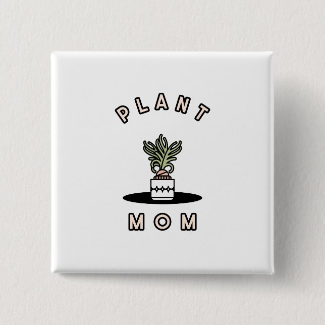 Badge Carré 5 Cm Maman plante (Devant)