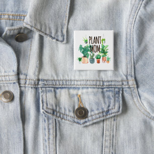 Badge Carré 5 Cm Maman plante - Jardinage, Cadeau Planter Pour Mama