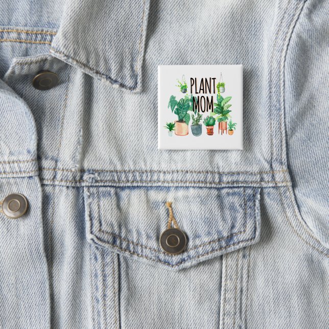 Badge Carré 5 Cm Maman plante - Jardinage, Cadeau Planter Pour Mama (En situation)