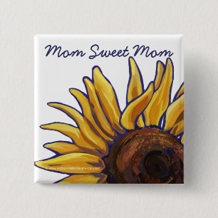 Badge Carré 5 Cm Maman Sweet Maman Sunflower Art