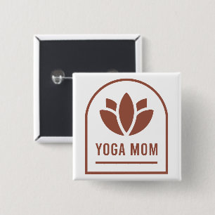 Badge Carré 5 Cm Maman yoga mère fleur de lotus esthétique boho