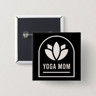 Badge Carré 5 Cm Maman yoga yogi mère