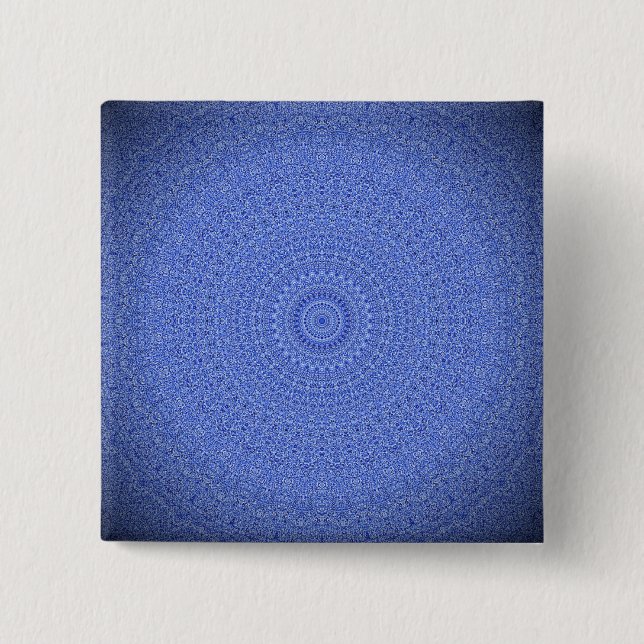 Badge Carré 5 Cm Mandala bleu (Devant)
