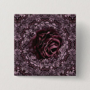 Badge Carré 5 Cm Mandala de rose