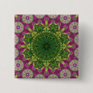 Badge Carré 5 Cm Mandala magenta de cercles de fleurs
