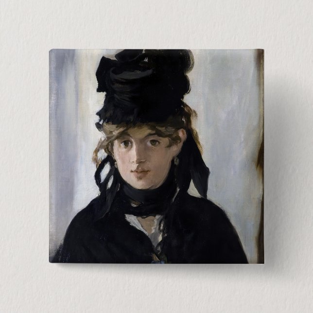 Badge Carré 5 Cm Manet - Berthe Morisot with a bouquet of violets (Devant)