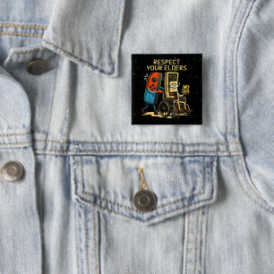 Badge Carré 5 Cm Manette de jeu rétro drôle de contrôle de jeu Resp