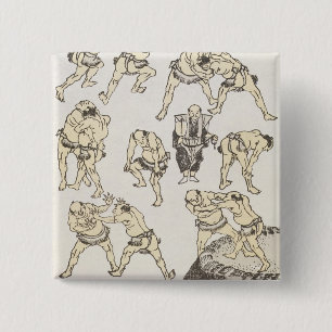 Badge Carré 5 Cm Manga : études des gestes et postures de lutte