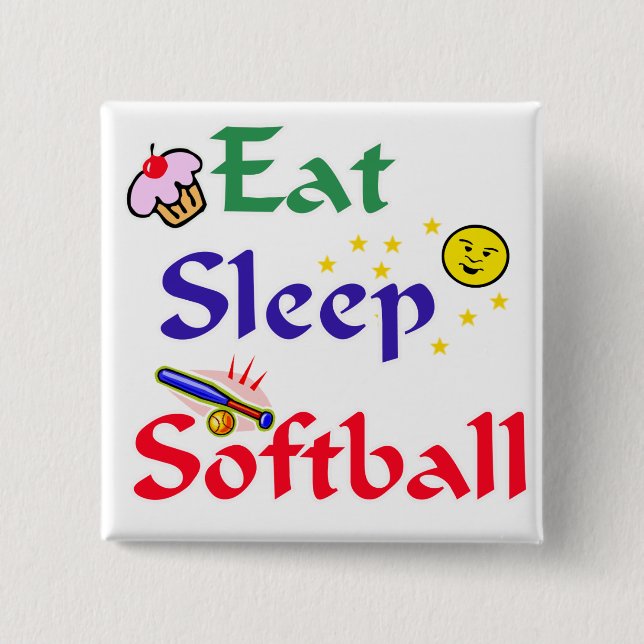 Badge Carré 5 Cm Mange Sleep Softball (Devant)
