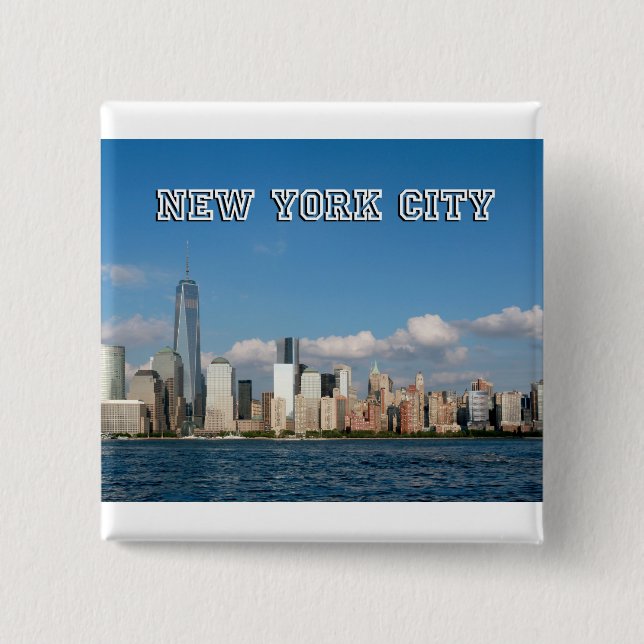 Badge Carré 5 Cm Manhattan Skyline (Devant)