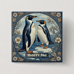Badge Carré 5 Cm Maniez-Moi Manchot Oiseau Glace Neige Glacier Hive