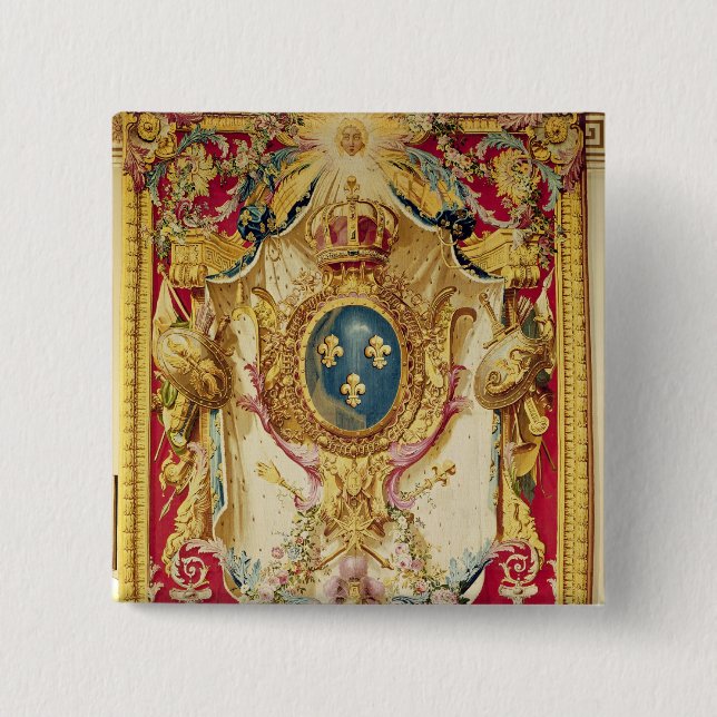 Badge Carré 5 Cm Manteau des bras de la famille royale française (Devant)