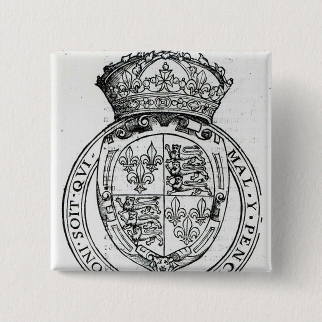 Badge Carré 5 Cm Manteau des bras de la Reine Elizabeth I (Devant)