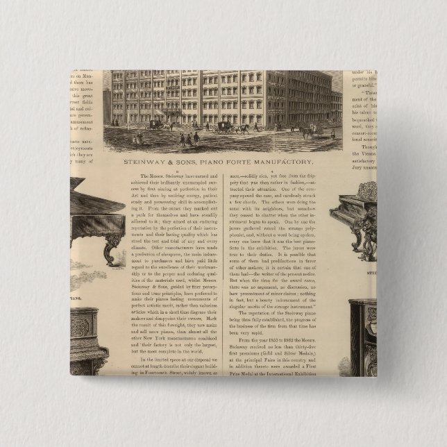 Badge Carré 5 Cm Manufacture de piano Steinway and Sons (Devant)