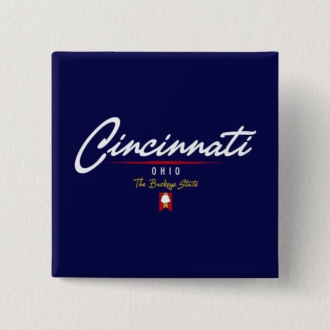 Badge Carré 5 Cm Manuscrit de Cincinnati (Devant)