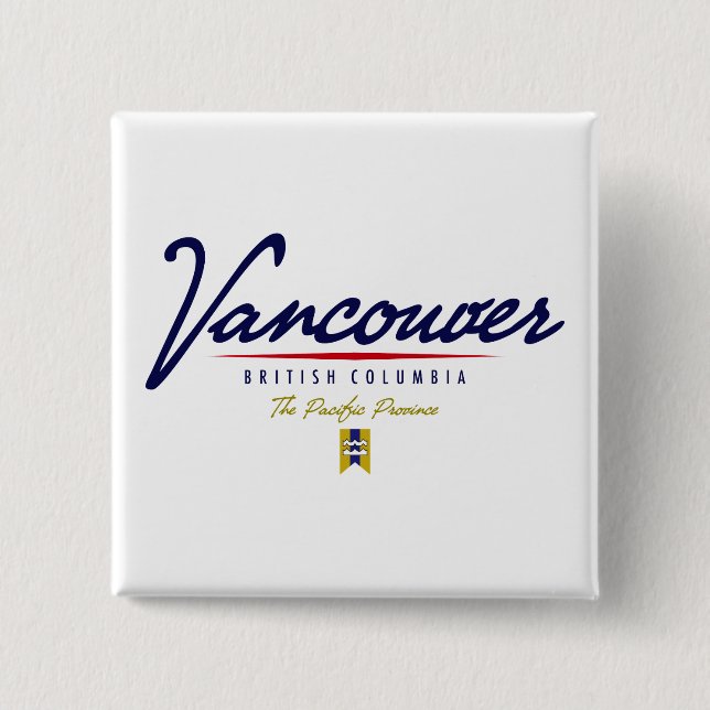 Badge Carré 5 Cm Manuscrit de Vancouver (Devant)