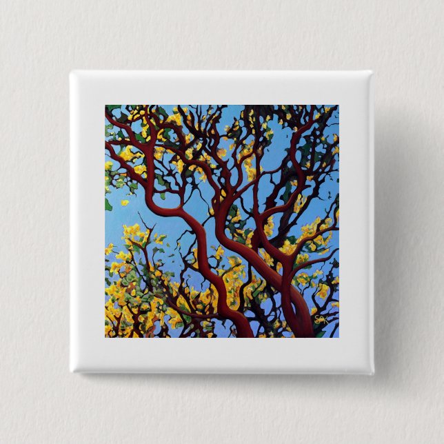 Badge Carré 5 Cm Manzanita en automne (Devant)