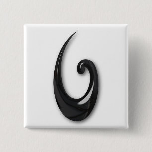 Badge Carré 5 Cm Maori-Poisson Hook-obsidian