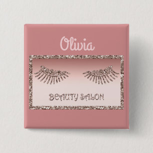 Badge Carré 5 Cm Maquillage Artiste Yeux Lashes Parties scintillant