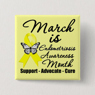 Badge Carré 5 Cm March is Endometriosis Awareness Month