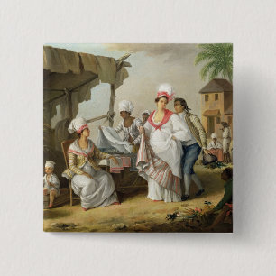 Badge Carré 5 Cm Marché de toile, Roseau, Dominique, c.1780