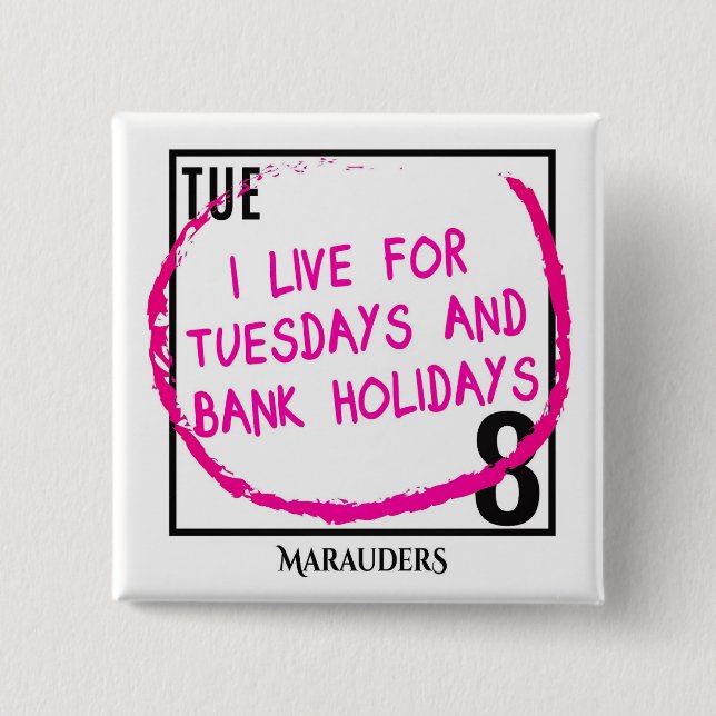 Badge Carré 5 Cm Mardi et jours fériés (Devant)