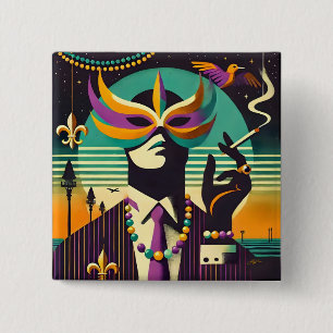 Badge Carré 5 Cm Mardi Gras M. Death The Smoking Man