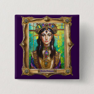 Badge Carré 5 Cm Mardi Gras Realm Portraits - La Princesse Créole