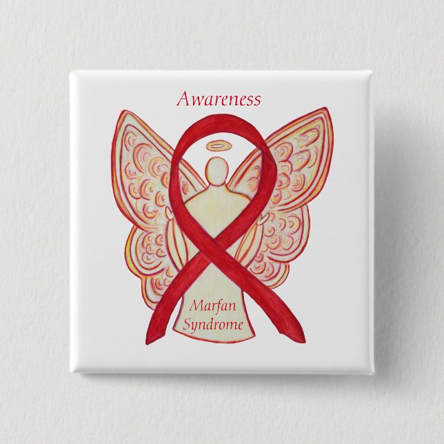 Badge Carré 5 Cm Marfan Syndrome Angel Sensibilisation Ruban Pins P (Devant)