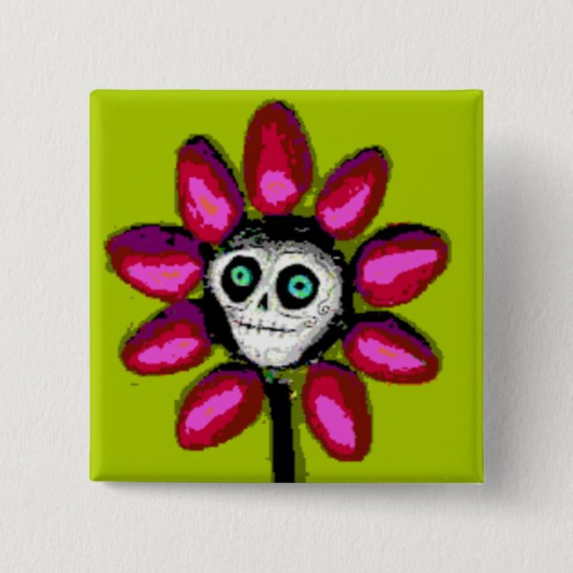 Badge Carré 5 Cm Marguerite morte 2 (Devant)