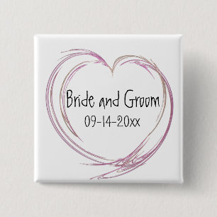 Badge Carré 5 Cm Mariage Abstrait rose