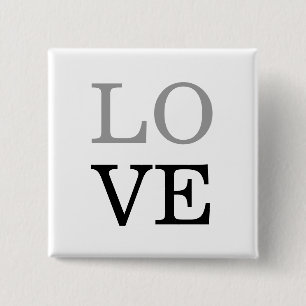 Badge Carré 5 Cm Mariage Amour Script Noir Gris 