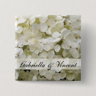 Badge Carré 5 Cm Mariage blanc Hydrangea