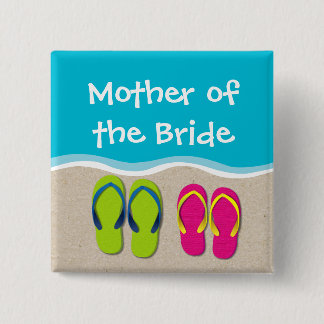 Badge Carré 5 Cm Mariage de flop sur le bouton Beach Bridal Party