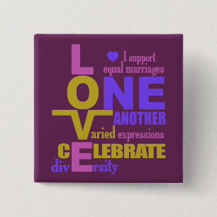 Badge Carré 5 Cm Mariage Egalité / Un amour bouton personnalisé