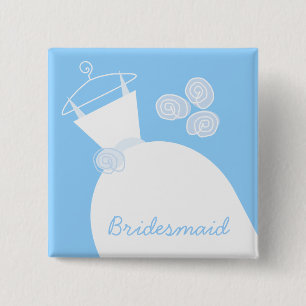 Badge Carré 5 Cm Mariage Gown Blue carré 'Bridesmaid'