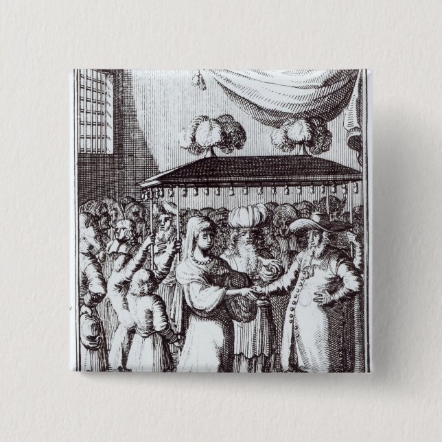 Badge Carré 5 Cm Mariage juif (Devant)