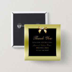 Badge Carré 5 Cm Mariage Or Glamourueux Arc & Noir