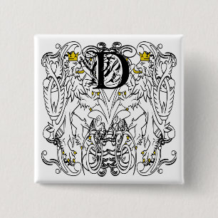 Badge Carré 5 Cm Mariage Renaissance Lion Rampant