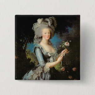 Badge Carré 5 Cm Marie Antoinette avec un rose, 1783