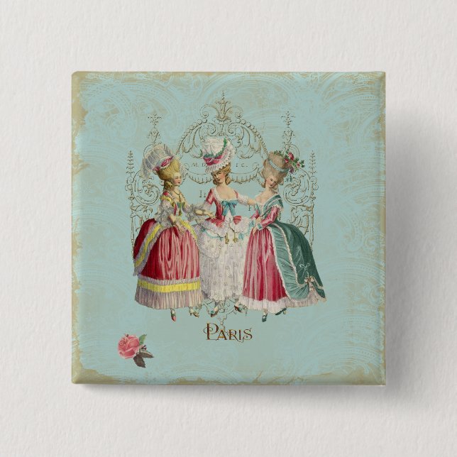 Badge Carré 5 Cm Marie Antoinette Française Paris dames (Devant)