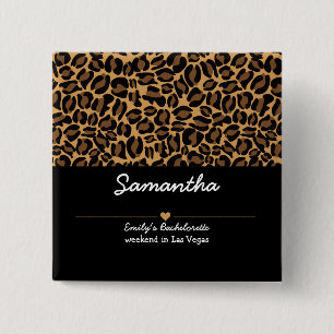 Badge Carré 5 Cm Mariée Bachelorette Boujee Tendance Imprimé Léopar