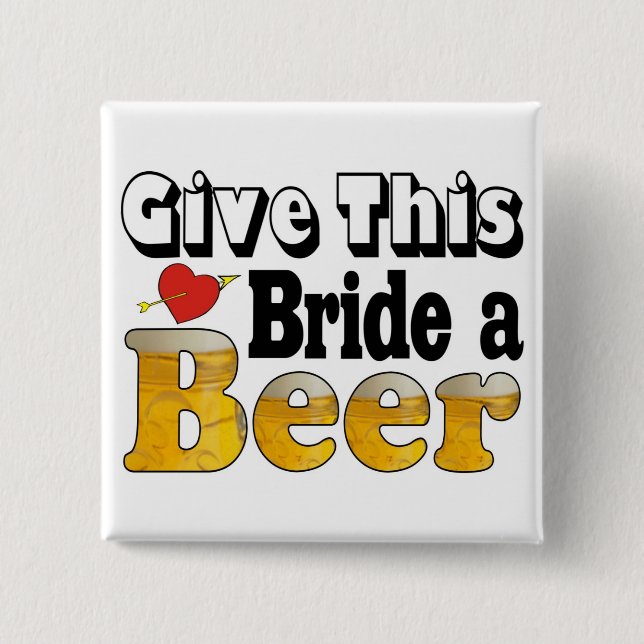 Badge Carré 5 Cm Mariée Bière (Devant)