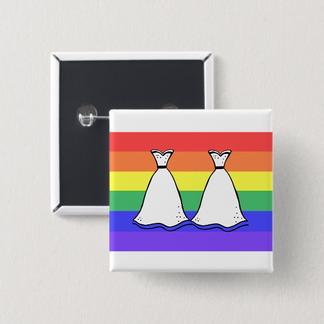 Badge Carré 5 Cm Mariée et mariée (Devant & derrière)