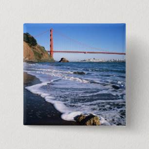 Badge Carré 5 Cm Marin Headlands, Golden Gate Bridge ; San