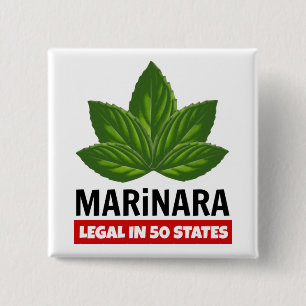 Badge Carré 5 Cm Marinara Legal 50 Etats Basil Feuille Humour alime
