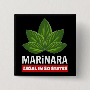 Badge Carré 5 Cm Marinara Legal 50 Etats Basil Feuille Humour alime